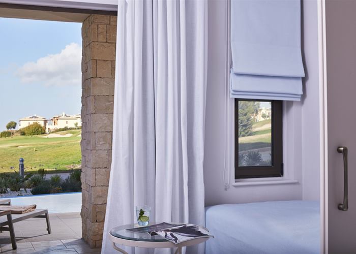Aphrodite Hills Hotel by Atlantica - Family Room Sliding Doors Golf & Sea View